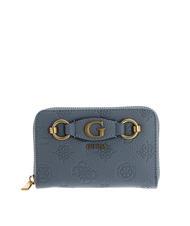 GUESS IZZY PEONY Cartera mediana con cremallera logotipo de mezclilla clara - Carteras Mujer - 1
