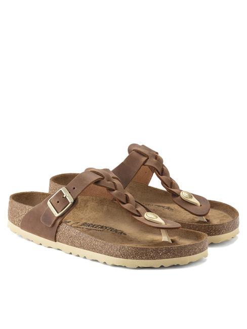 BIRKENSTOCK GIZEH Chanclas de piel coñac - Zapatos unisex