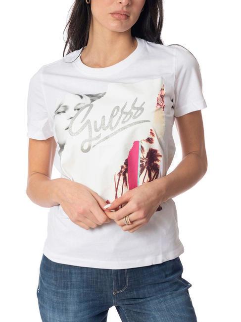 GUESS COLLAGE camiseta con estampado estampado de palma blanca - camiseta