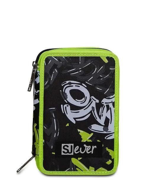 SJGANG EVER URBY BOY Estuche escolar 3 cremalleras con kit escolar negro - Estuches y Accesorios
