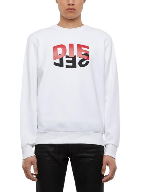 DIESEL S-GIRK Sudadera de algodón con cuello redondo blanco - Sudaderas