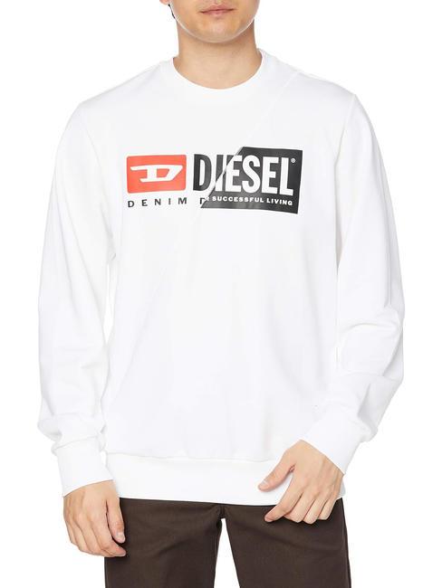 DIESEL S-GIRK Sudadera de algodón con cuello redondo blanco - Sudaderas