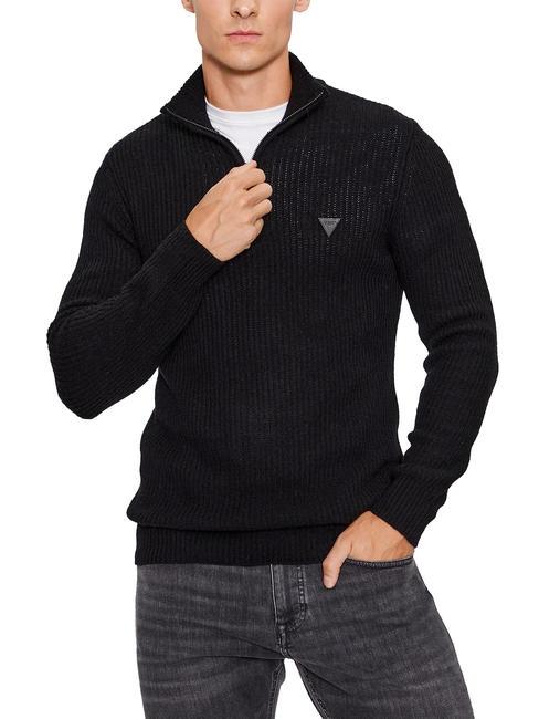 GUESS ARIC Jersey de mezcla de lana con cuello alto jetbla - Suéteres de los hombres