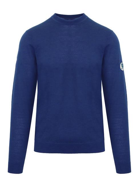AQUASCUTUM LATERAL LOGO Jersey de mezcla de lana con cuello redondo azul - Suéteres de los hombres