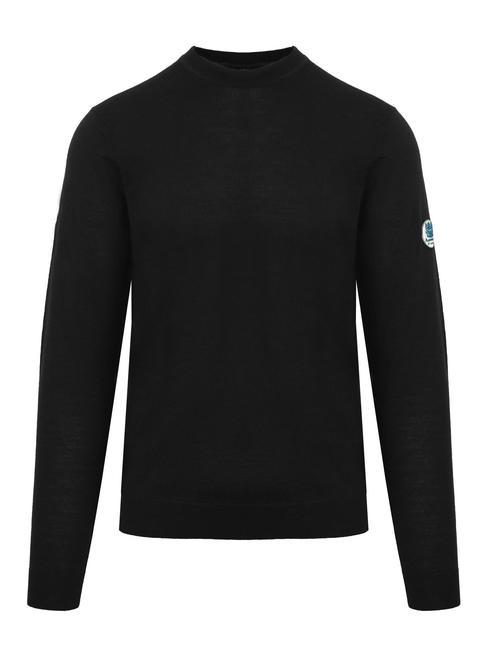 AQUASCUTUM LATERAL LOGO Jersey de mezcla de lana con cuello redondo negro - Suéteres de los hombres