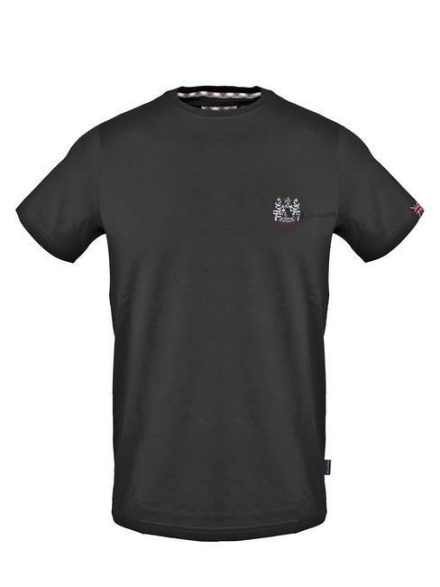 AQUASCUTUM STEMMA LOGO Camiseta de algodón negro - camiseta