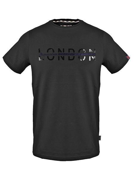 AQUASCUTUM LONDON Camiseta de algodón negro - camiseta