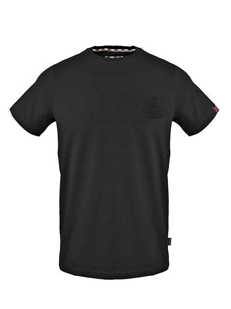 AQUASCUTUM TONAL ALDIS LOGO Camiseta de algodón negro - camiseta
