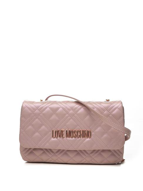 LOVE MOSCHINO QUILTED  Mini bolso con bandolera laminado de oro rosa - Bolsos Mujer