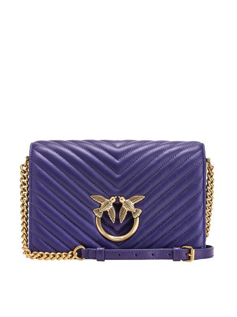 PINKO LOVE CLICK CLASSIC Bolso bandolera de napa acolchada plumeria púrpura-an. oro - Bolsos Mujer