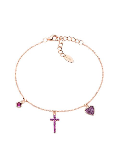 AMEN PREGA E AMA LUXURY Pulsera de plata con circonitas Rosa - Pulseras