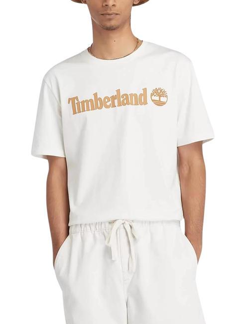 TIMBERLAND KENNEBEC RIVER LINEAR LOGO Camiseta de algodón blanco de la vendimia - camiseta