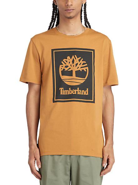 TIMBERLAND STACK LOGO Camiseta de algodón bota trigo/negro - camiseta