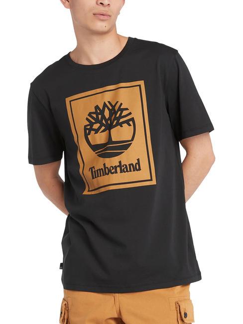 TIMBERLAND STACK LOGO Camiseta de algodón bota negra / trigo - camiseta