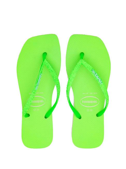 HAVAIANAS SQUARE GLITTER NEON Chancletas beige/verde - Zapatos Mujer