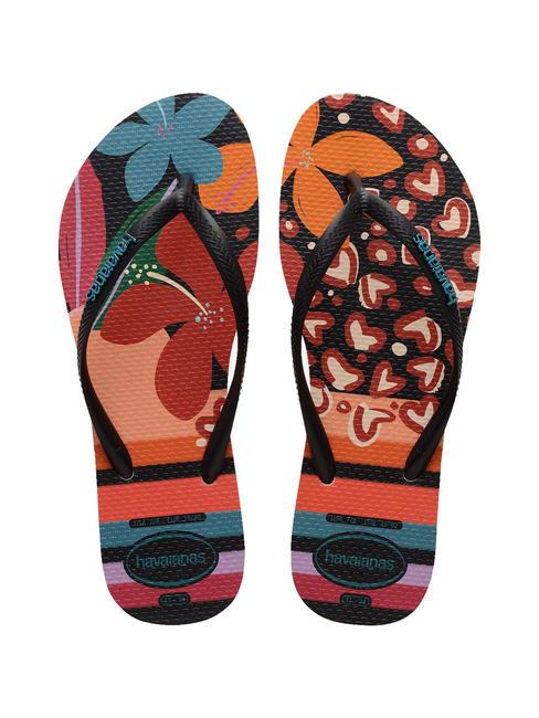 HAVAIANAS SLIM PATCHWORK Chancletas beige/negro - Zapatos Mujer