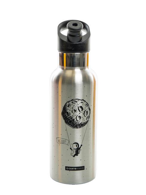 CARTOMANIA GIFT&DECOR Botella con tapón de pajita 500 ml. plata - Botellas térmicas