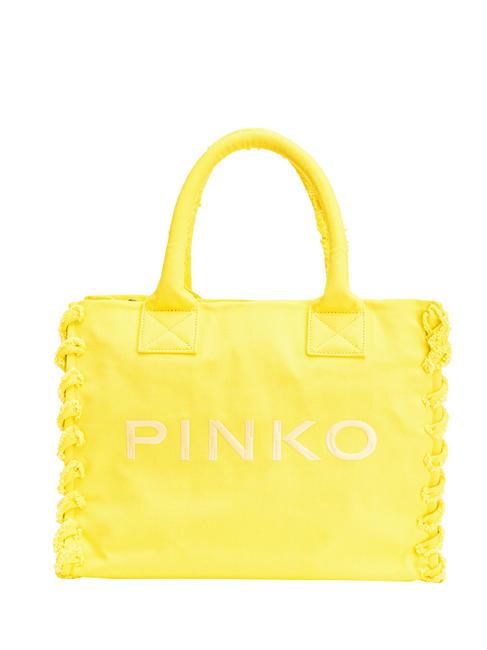 PINKO BEACH Bolso shopping en lona reciclada amarillo sol-oro antiguo - Bolsos Mujer