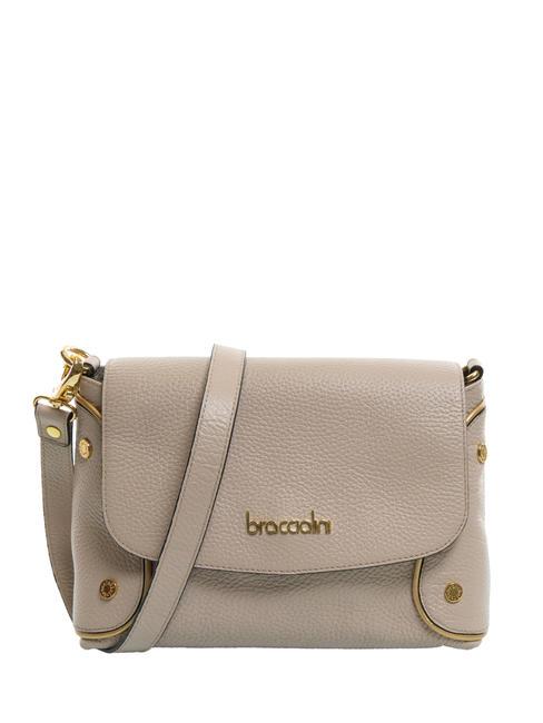 BRACCIALINI NAOMI Bolso bandolera de piel con solapa polvos - Bolsos Mujer