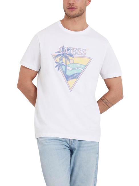 GUESS SUMMER TRIANGLE Camiseta de algodón purwhite - camiseta