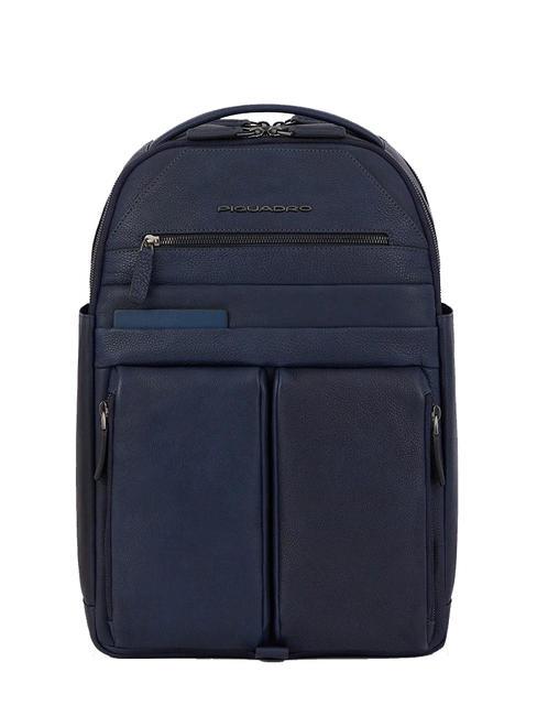 PIQUADRO PAAVO Mochila para portátil de 15,6", en piel azul - Mochilas para portátil