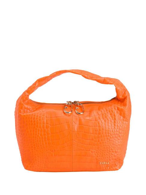 FURLA GINGER Bolso pequeño en piel de coco. naranja fluorescente - Bolsos Mujer