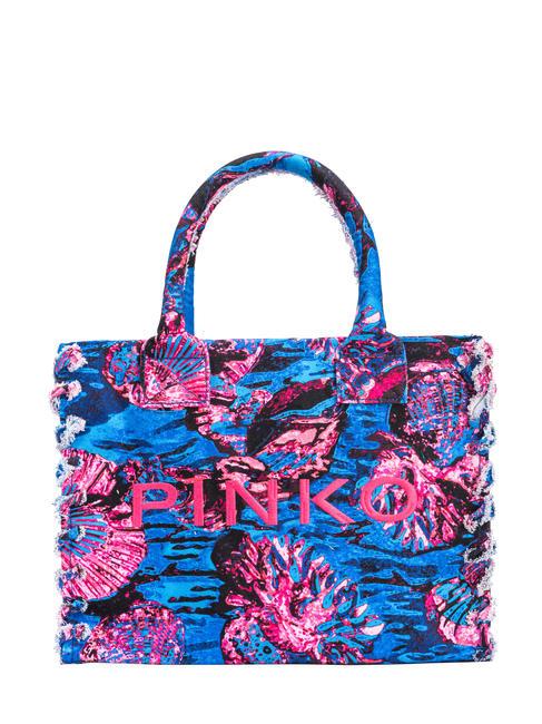PINKO BEACH Bolso shopping en lona reciclada multicolor.azul/rosa - Bolsos Mujer