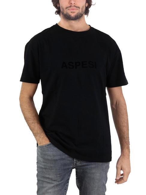 ASPESI BASIC FLOCK Camiseta de algodón con logo negro - camiseta