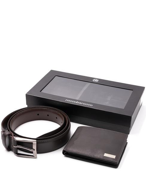 ROCCOBAROCCO GIFT BOX Cinturón + Cartera de piel marron oscuro - Cinturones