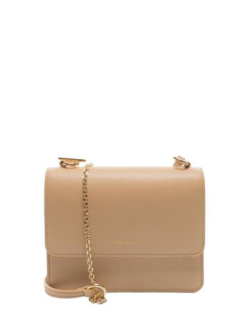 COCCINELLE ANNE Mini bolso con solapa de piel martillada tostado - Bolsos Mujer