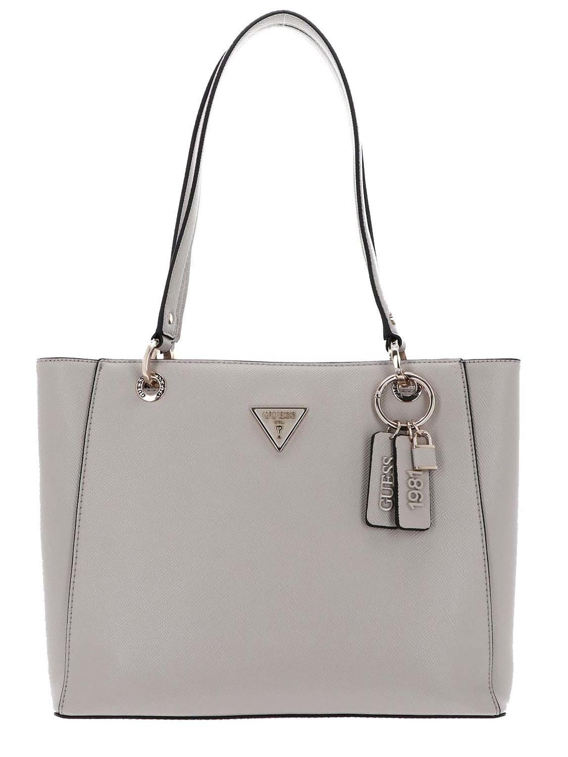 Guess Noelle Bolso Shopper Saffiano Gris Pardo Compra A Precios De Outlet