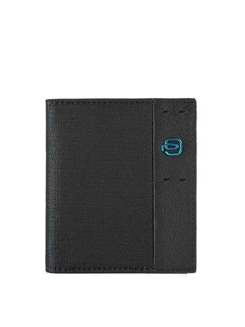 PIQUADRO P16 Tarjetero de piel y tejido galón negro - Carteras Hombre