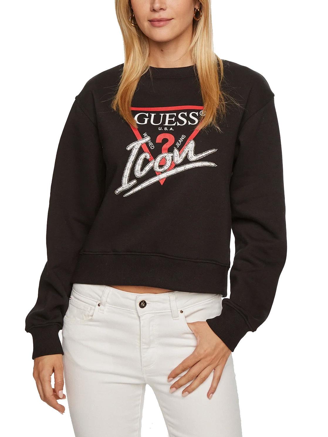 Guess Icon Sudadera Con Cuello Redondo Jetbla ¡Compra A Precios