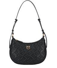 PINKO HALF MOON MINI  Bolso bandolera, en piel. negro-oro antiguo - Bolsos Mujer - 1