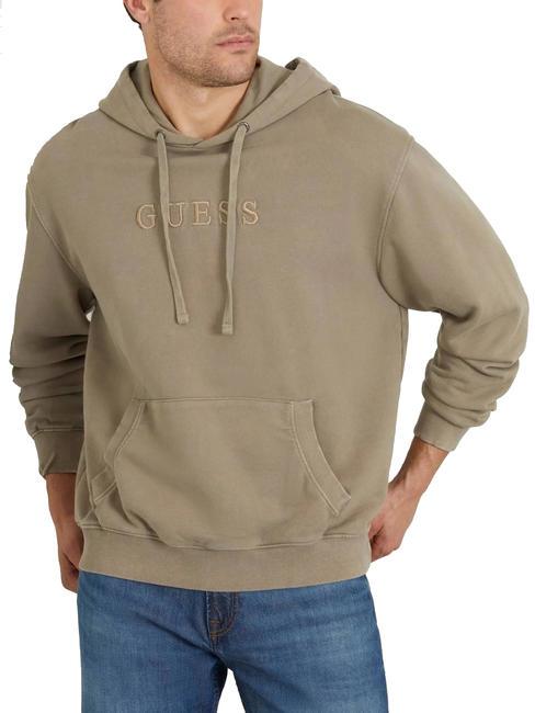 GUESS FINCH TERRY Sudadera oversize con bolsillo y capucha gris pardo pizarra multi - Sudaderas