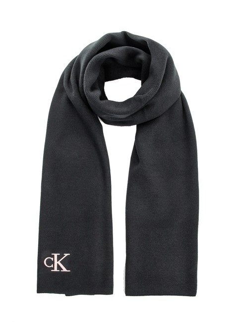 CALVIN KLEIN CK JEANS MONOGRAM EMBRO Bufanda de poliéster reciclado negro/rosa polvoriento - Bufandas