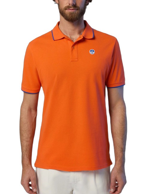 NORTH SAILS COLLAR STRIPED Polo de manga corta de algodón naranja llama - camisa polo