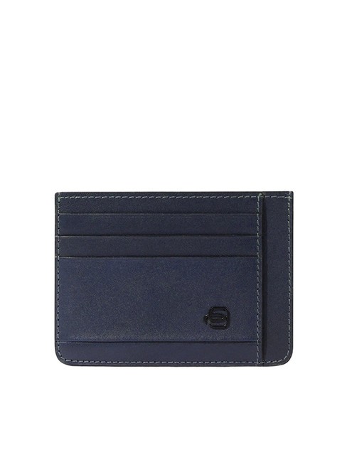 PIQUADRO DAVID Tarjetero plano de piel azul - Carteras Hombre
