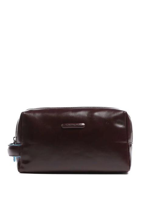 PIQUADRO BLUE SQUARE  Neceser de piel CAOBA - Neceser