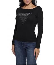 GUESS LS TRIANGLE  camiseta con logo jetbla - Suéteres de mujer - 1