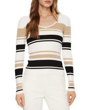GUESS EVIE STRIPED  Camisa a rayas cadena de oro negro blanco - Su&eacute;teres de mujer - 1