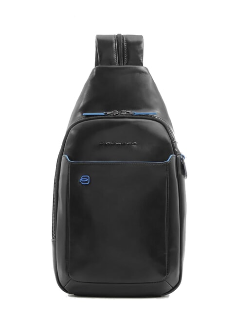 PIQUADRO BLUE SQUARE Mochila de piel de un solo hombro negro - Bandoleras Hombre