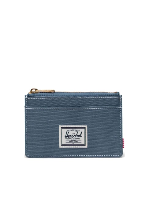 HERSCHEL OSCAR Tarjetero plano con cremallera espejismo azul/puntada blanca - Carteras Hombre