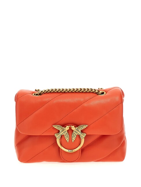 PINKO MINI LOVE BAG Bolsa de napa rojo mandarina-oro antiguo - Bolsos Mujer
