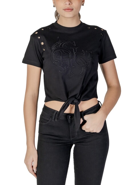 GUESS CN SS EYELET Camiseta con nudo y bordado. jetbla - camiseta