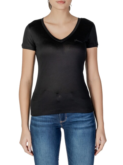 GUESS VN SS LIGHT BASIC Camiseta suave con cuello en V jetbla - camiseta