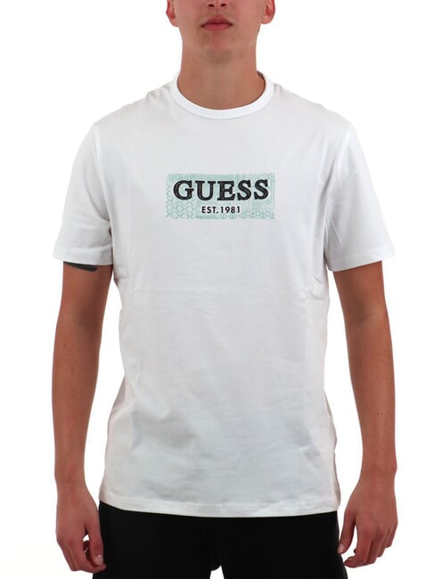 GUESS SS CN BOX Camiseta con logo estampado purwhite - camiseta