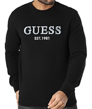 GUESS BEAU Sudadera de cuello redondo con logo bordado jetbla - Sudaderas - 1