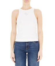 GUESS NEW SL ROUND GUENDALINA camiseta sin mangas con logo 4G de strass purwhite - camiseta - 1