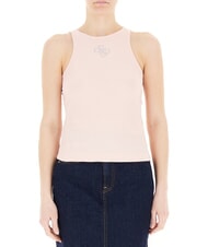 GUESS NEW SL ROUND GUENDALINA camiseta sin mangas con logo 4G de strass perla rosa - camiseta - 1